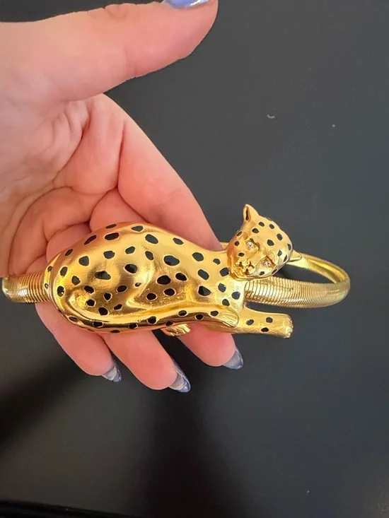 90s Vintage Doreen Ryan Leopard Statement Waist Belt - Picture 2 of 6